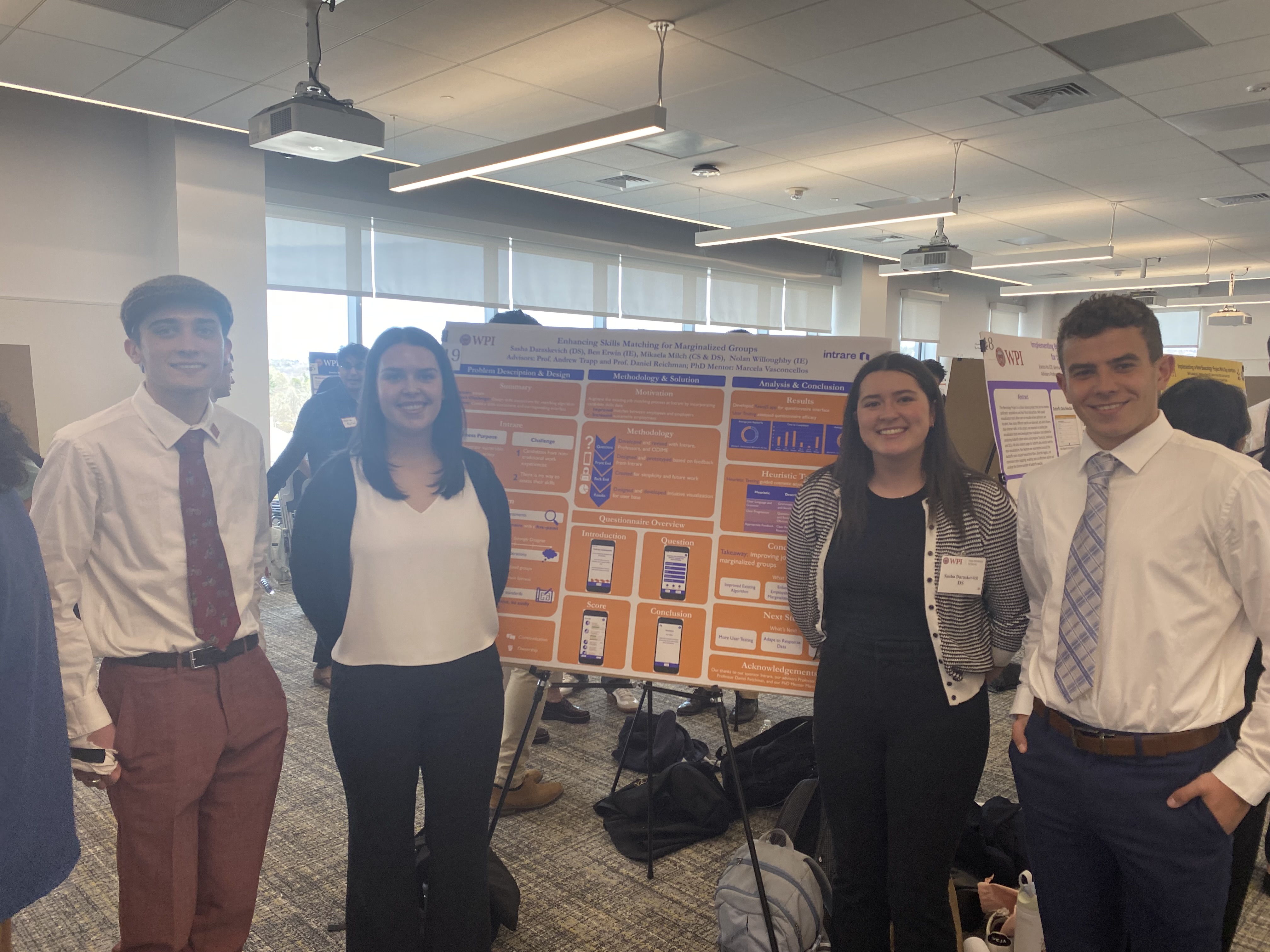 From Left: Myself, Mikaela, Sasha, and Ben at our Poster on Project Presentation Day